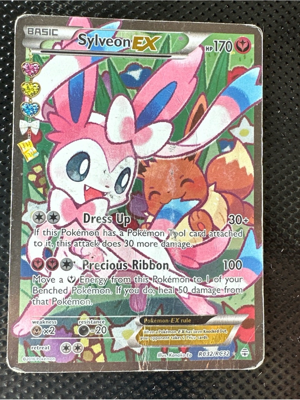 Pokemon Sylveon EX Pink Blue Green Full Art Card HP/DMG - Picture 10 of 12